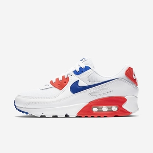 Chaussure De Tennis Nike Air Max 90 Blanche 9346-571 White/Flash Crimson/Racer Blue Femme | XDS-40240954